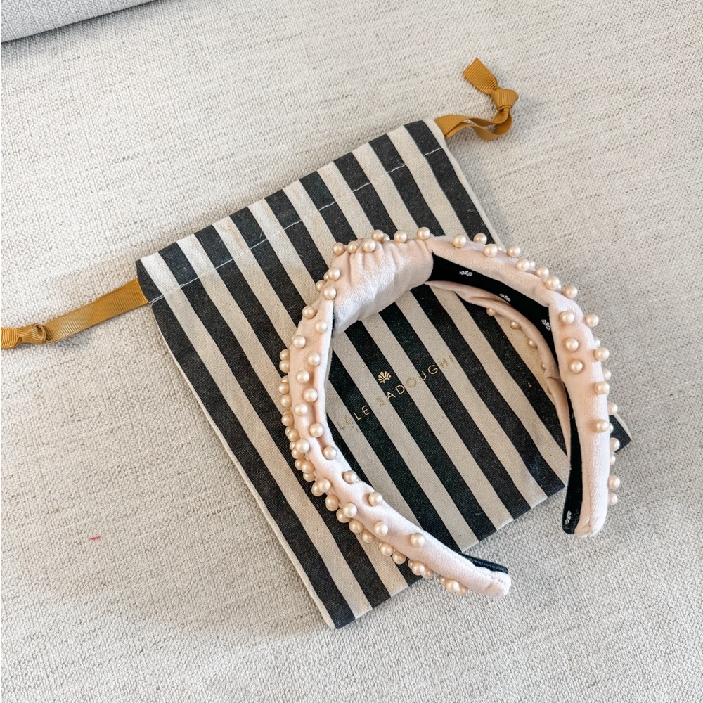 Lele Sadoughi Headband | Baby Pink w/ Ivory Pearl Embellishment
